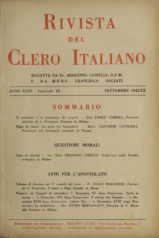 LA RIVISTA DEL CLERO ITALIANO - 1942 - 9