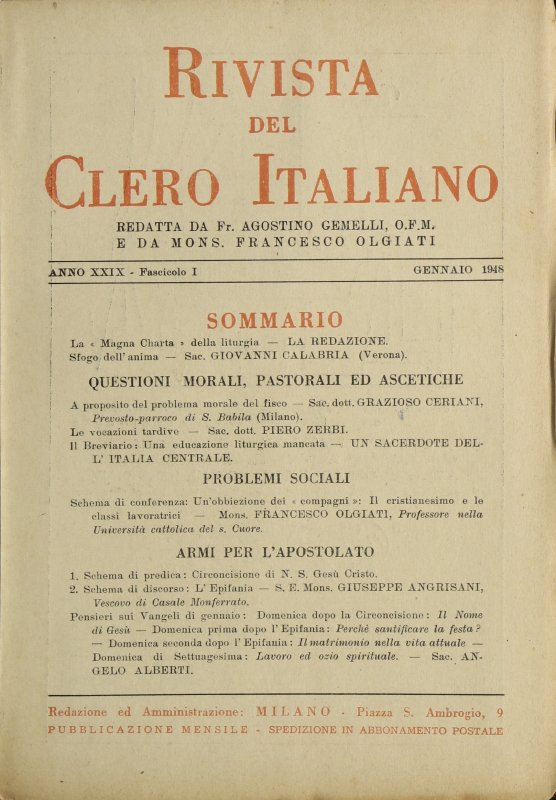 LA RIVISTA DEL CLERO ITALIANO - 1948 - 1