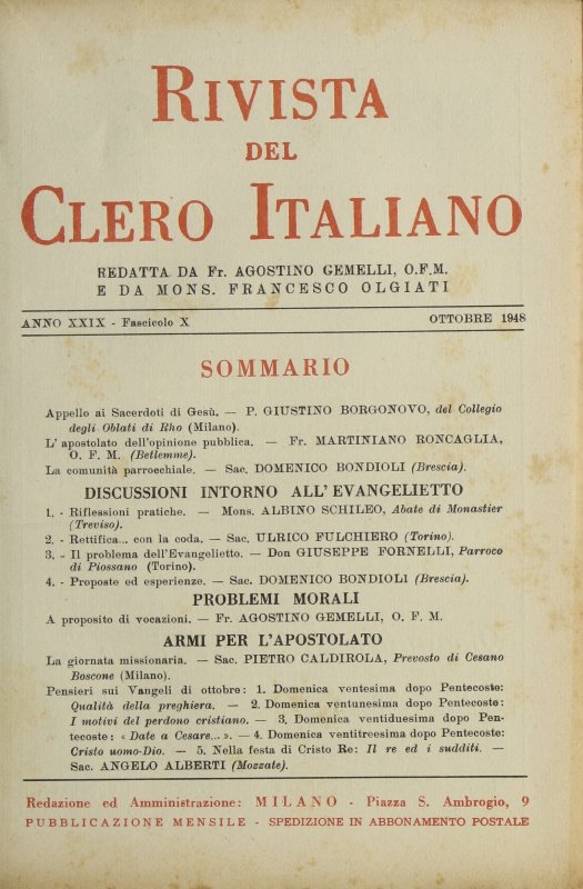 LA RIVISTA DEL CLERO ITALIANO - 1948 - 10