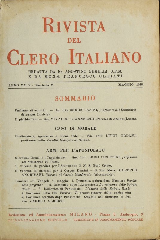 LA RIVISTA DEL CLERO ITALIANO - 1948 - 5