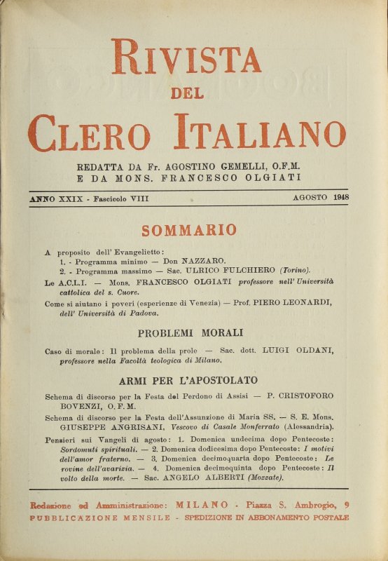 LA RIVISTA DEL CLERO ITALIANO - 1948 - 8