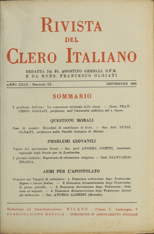 LA RIVISTA DEL CLERO ITALIANO - 1948 - 9