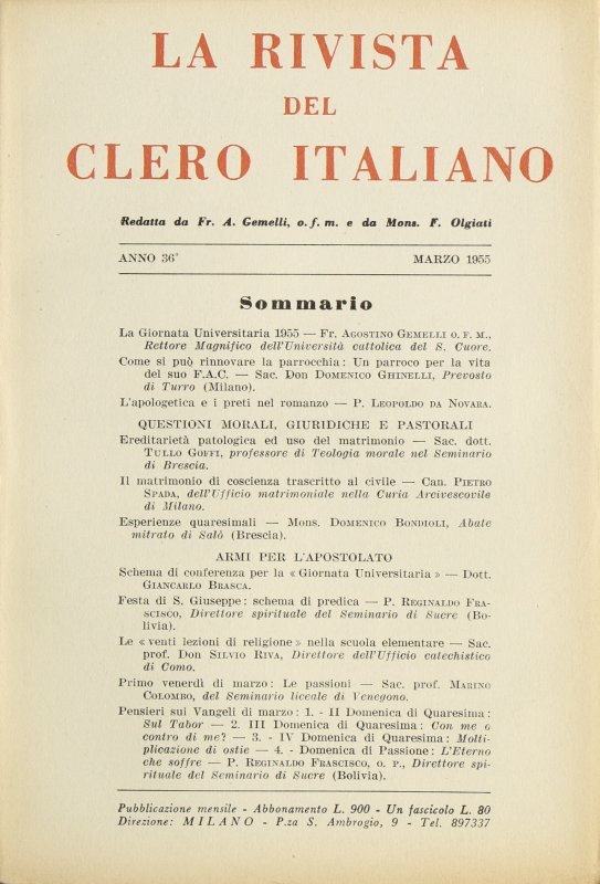 LA RIVISTA DEL CLERO ITALIANO - 1955 - 3