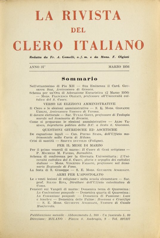 LA RIVISTA DEL CLERO ITALIANO - 1956 - 3
