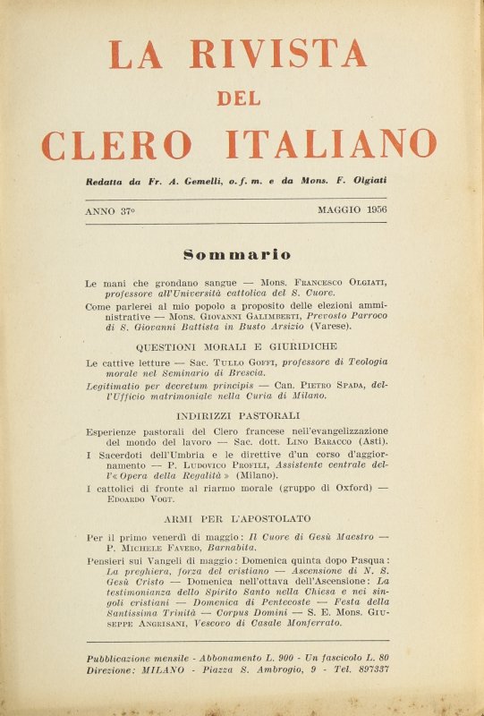 LA RIVISTA DEL CLERO ITALIANO - 1956 - 5