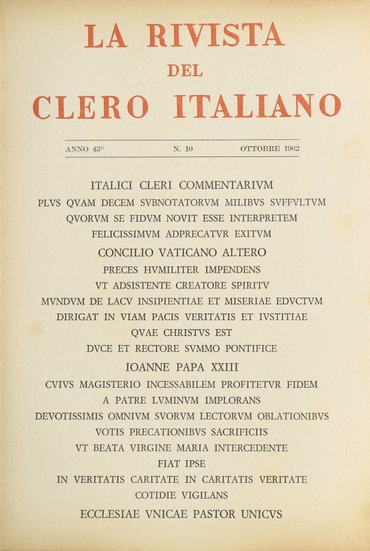 LA RIVISTA DEL CLERO ITALIANO - 1962 - 10