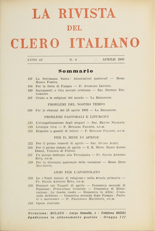 LA RIVISTA DEL CLERO ITALIANO - 1963 - 4