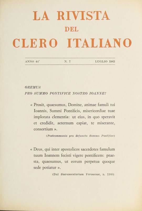 LA RIVISTA DEL CLERO ITALIANO - 1963 - 7