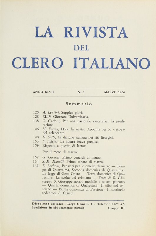 LA RIVISTA DEL CLERO ITALIANO - 1966 - 3