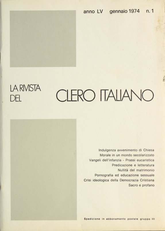 LA RIVISTA DEL CLERO ITALIANO - 1974 - 1