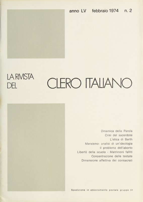 LA RIVISTA DEL CLERO ITALIANO - 1974 - 2