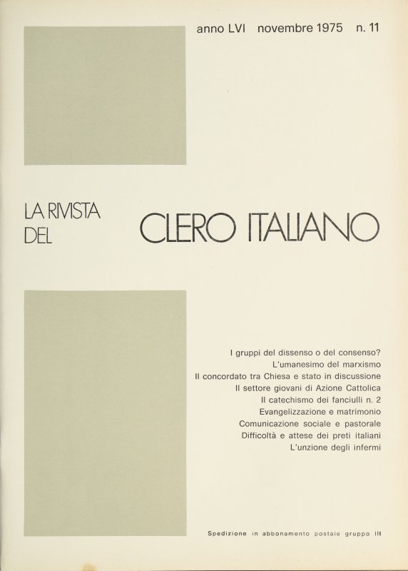 LA RIVISTA DEL CLERO ITALIANO - 1975 - 11