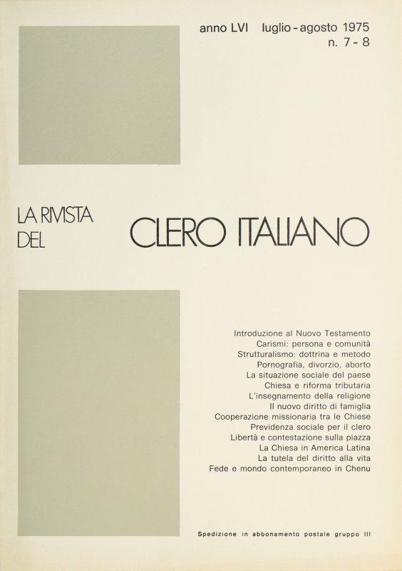 LA RIVISTA DEL CLERO ITALIANO - 1975 - 7-8
