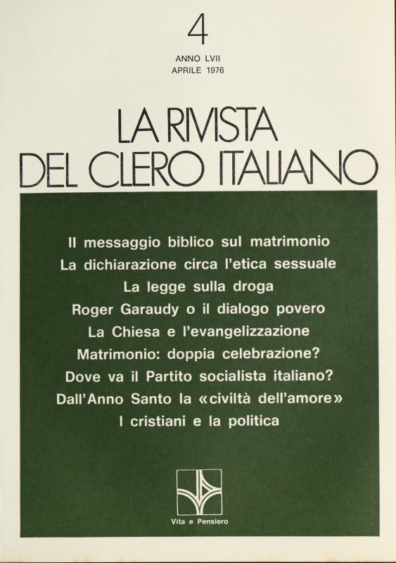 LA RIVISTA DEL CLERO ITALIANO - 1976 - 4