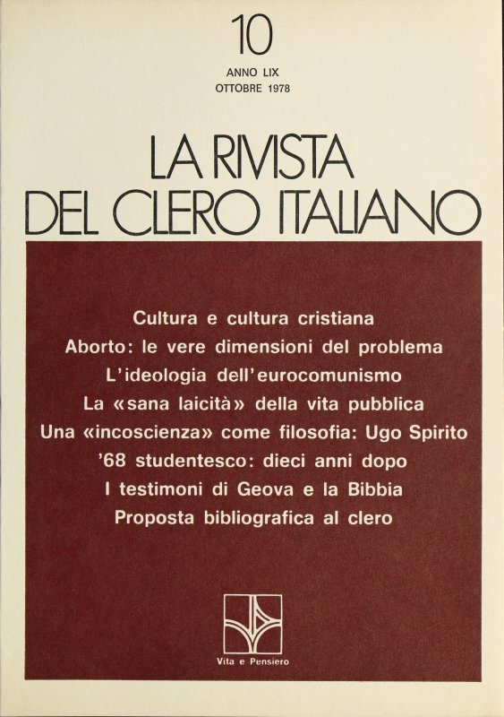 LA RIVISTA DEL CLERO ITALIANO - 1978 - 10