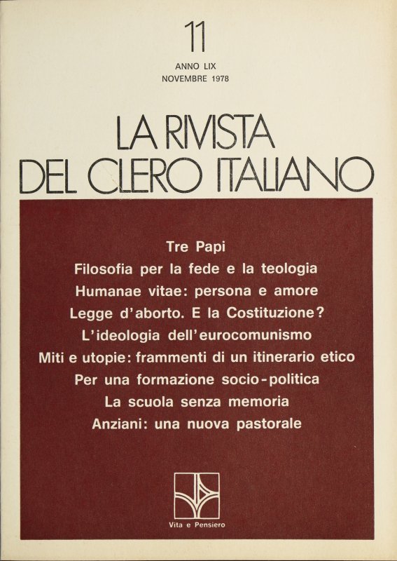 LA RIVISTA DEL CLERO ITALIANO - 1978 - 11