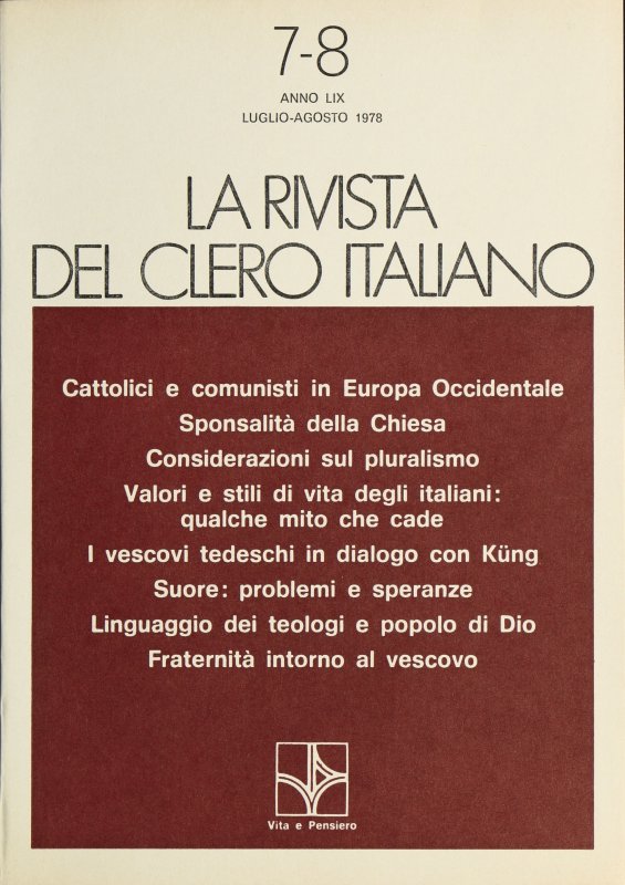 LA RIVISTA DEL CLERO ITALIANO - 1978 - 7-8