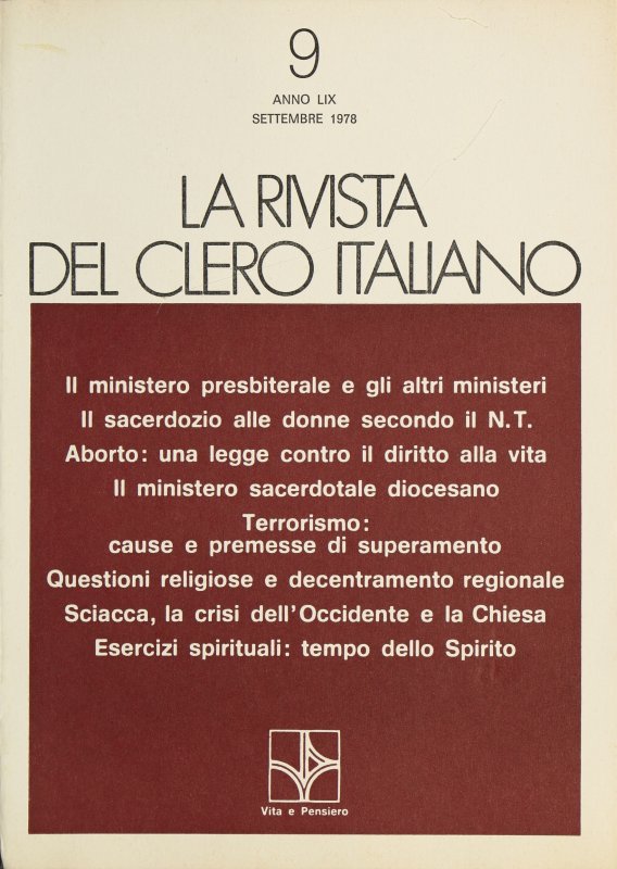 LA RIVISTA DEL CLERO ITALIANO - 1978 - 9