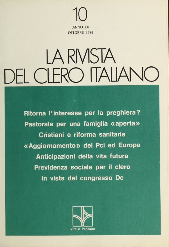 LA RIVISTA DEL CLERO ITALIANO - 1979 - 10