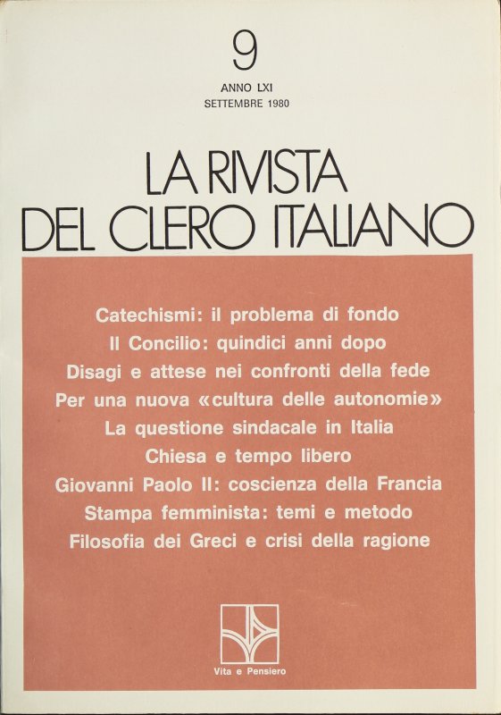 LA RIVISTA DEL CLERO ITALIANO - 1980 - 9