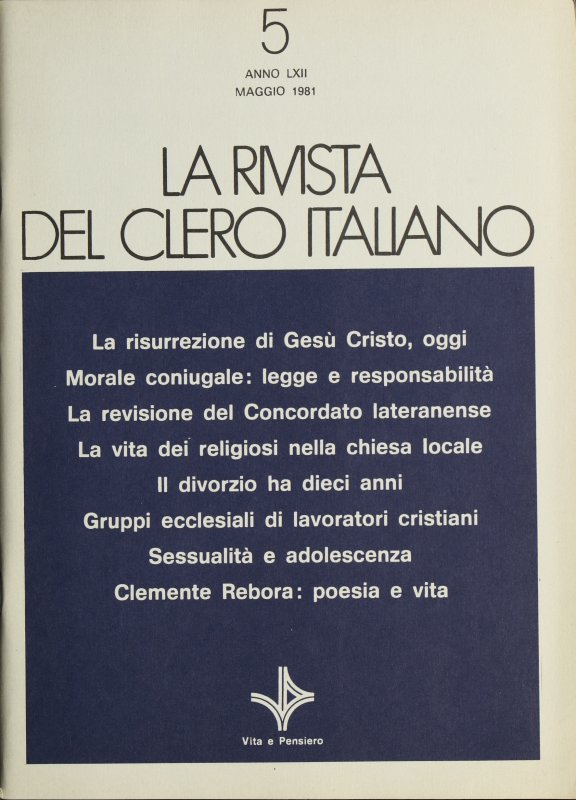 LA RIVISTA DEL CLERO ITALIANO - 1981 - 5