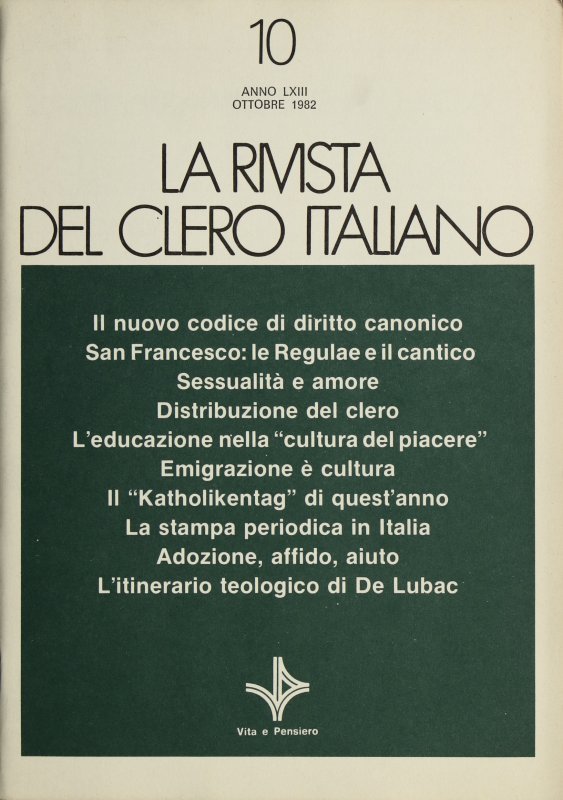 LA RIVISTA DEL CLERO ITALIANO - 1982 - 10