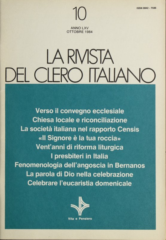 LA RIVISTA DEL CLERO ITALIANO - 1984 - 10
