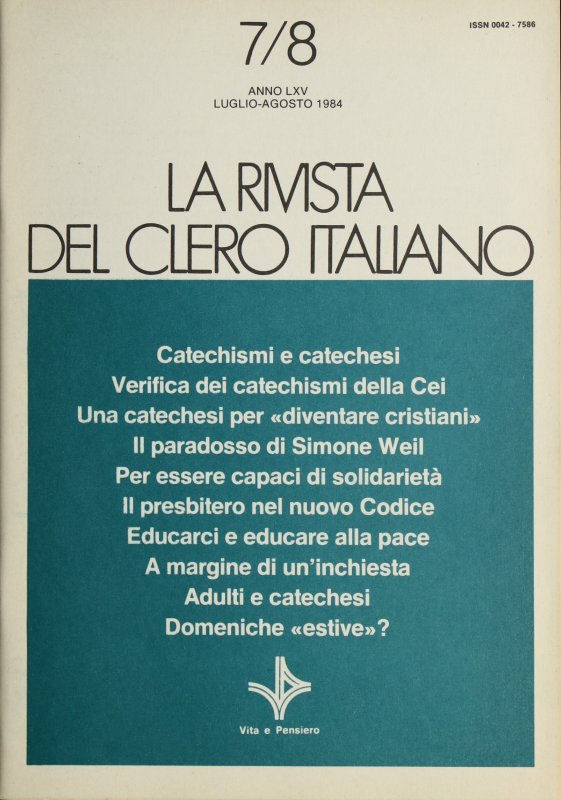 LA RIVISTA DEL CLERO ITALIANO - 1984 - 7-8