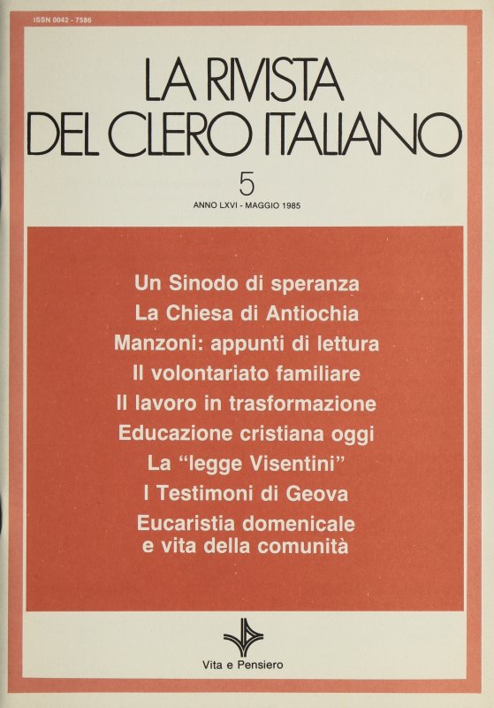 LA RIVISTA DEL CLERO ITALIANO - 1985 - 5