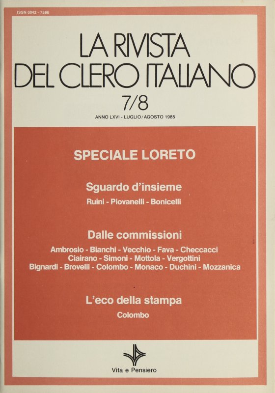 LA RIVISTA DEL CLERO ITALIANO - 1985 - 7-8