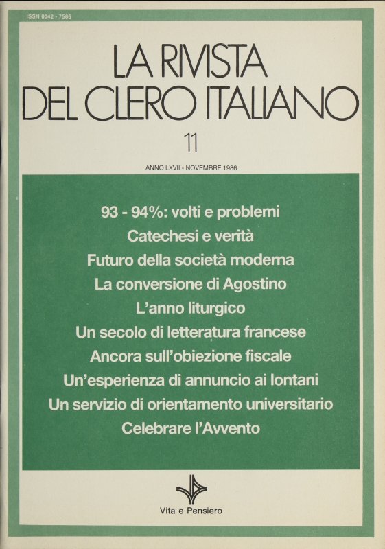 LA RIVISTA DEL CLERO ITALIANO - 1986 - 11