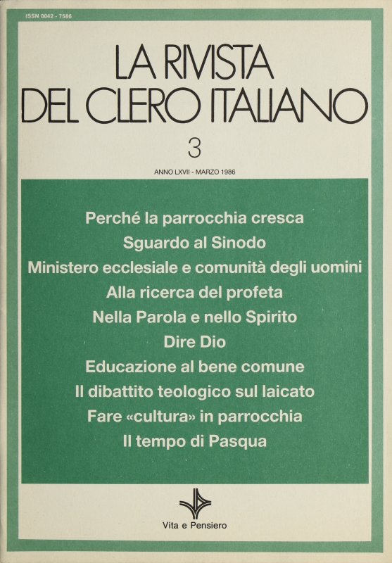 LA RIVISTA DEL CLERO ITALIANO - 1986 - 3