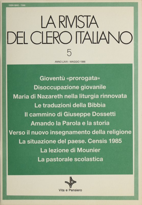 LA RIVISTA DEL CLERO ITALIANO - 1986 - 5