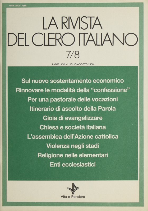 LA RIVISTA DEL CLERO ITALIANO - 1986 - 7-8