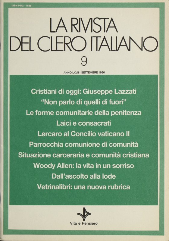 LA RIVISTA DEL CLERO ITALIANO - 1986 - 9
