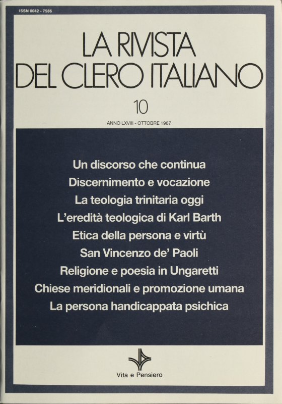 LA RIVISTA DEL CLERO ITALIANO - 1987 - 10