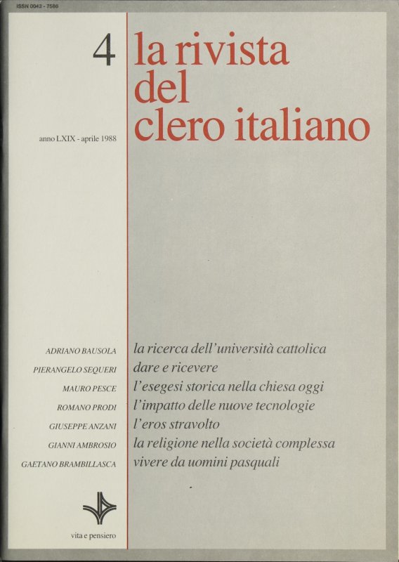 LA RIVISTA DEL CLERO ITALIANO - 1988 - 4
