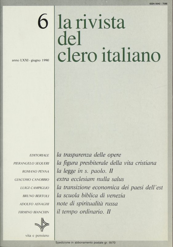 LA RIVISTA DEL CLERO ITALIANO - 1990 - 6