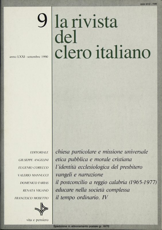 LA RIVISTA DEL CLERO ITALIANO - 1990 - 9