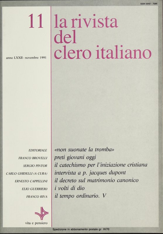LA RIVISTA DEL CLERO ITALIANO - 1991 - 11