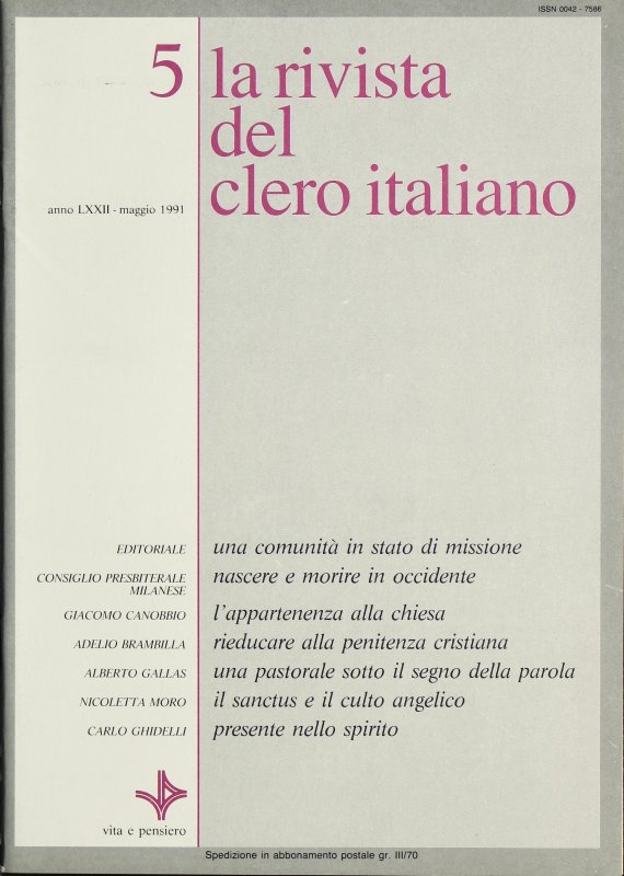 LA RIVISTA DEL CLERO ITALIANO - 1991 - 5