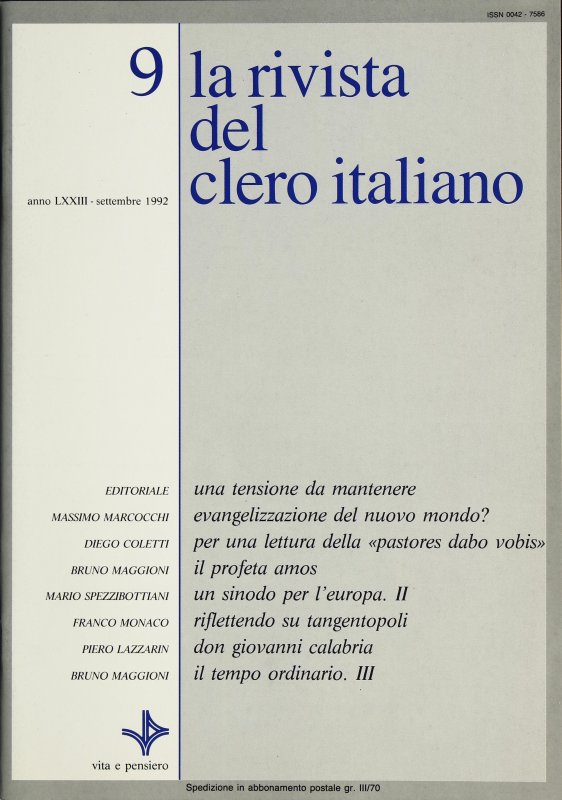 LA RIVISTA DEL CLERO ITALIANO - 1992 - 9