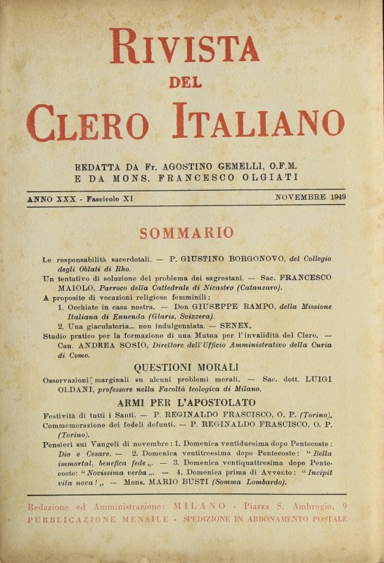 Le responsabilità sacerdotali