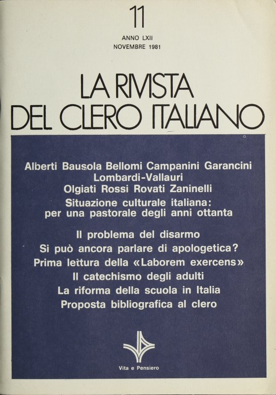 Situazione culturale italiana: per una pastorale degli anni ottanta