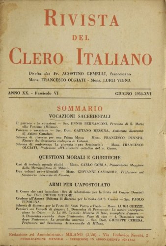 Pensieri sui Vangeli di giugno: 1. Domenica di Pentecoste: La nostra incorporazione in Cristo - 2. La SS. Trinità: Mistero di fede, esemplare d'amore - 3. Domenica seconda dopo Pentecoste: Pane di vita - 4. Domenica terza dopo Pentecoste: La pecorella smarrita