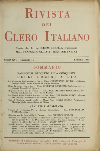 Per il ritorno degli uomini a Dio