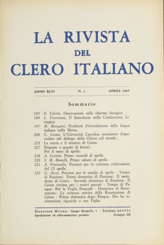 Problemi d’introduzione della lingua italiana nella Messa